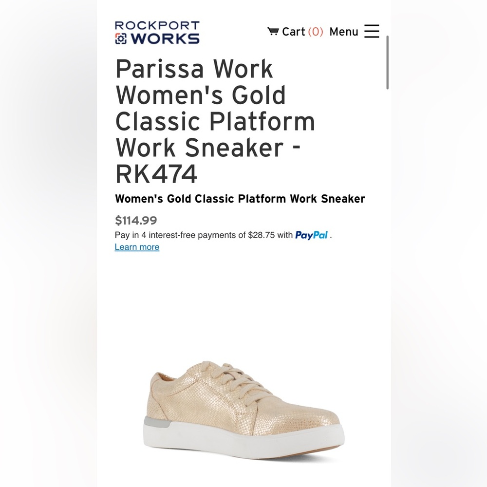 Rockport Parissa Work Women's Gold Classic Platform Work Sneaker - Picture 2 of 10